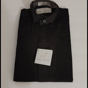 BOYS BLACK NEIL ALLYN TUXEDO SHIRT SMALL